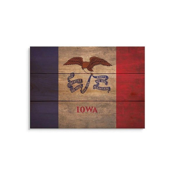 Wile E. Wood 15 x 11 in. Iowa State Flag Wood Art FLIA-1511